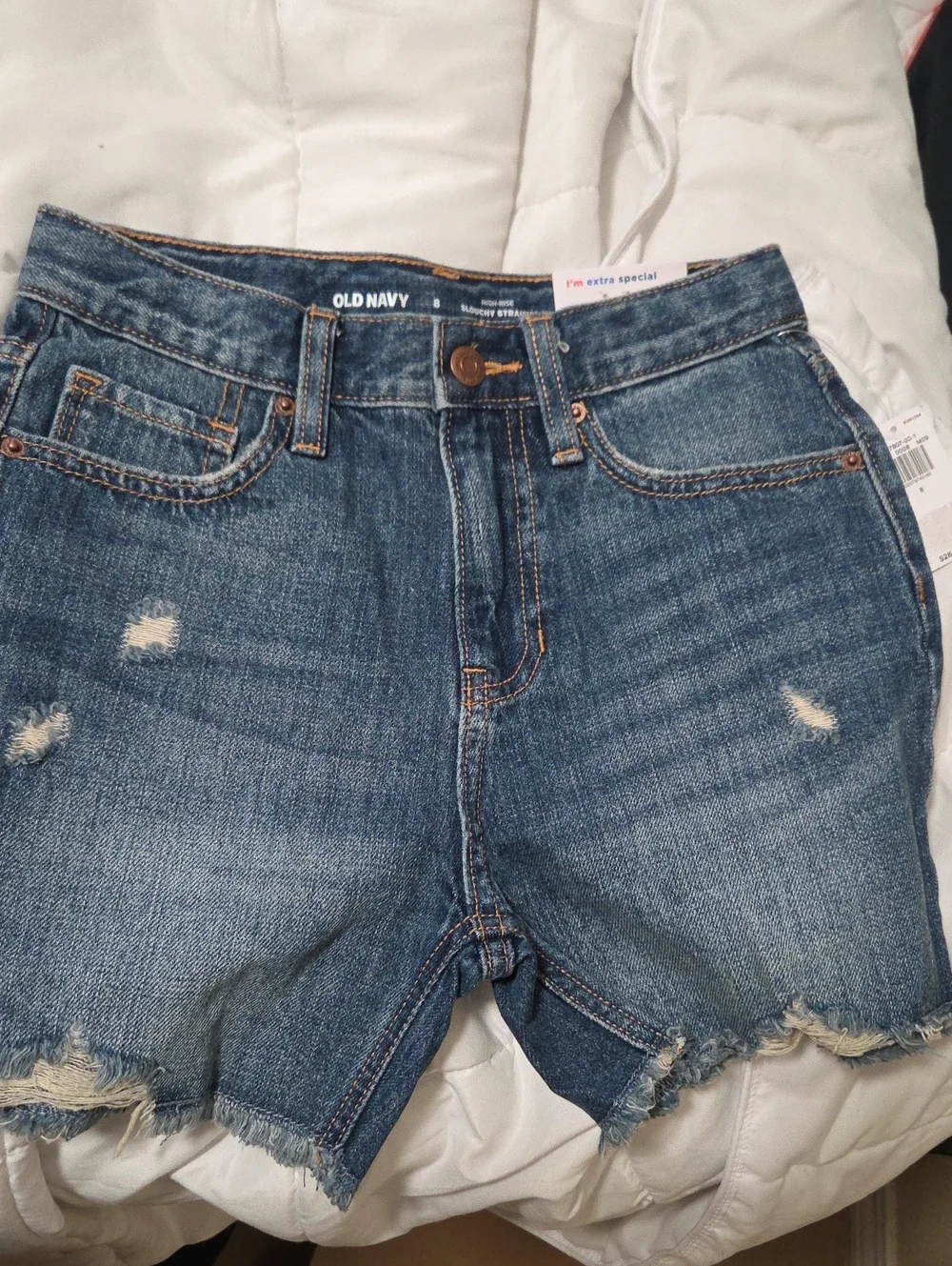 Old Navy Blue High-Rise Slouchy Straight Shorts